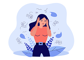 Illustration of a women who is stressed out